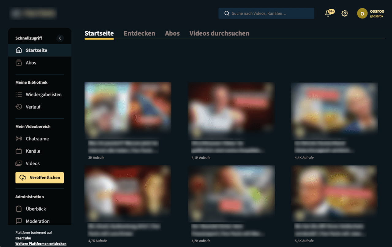 PeerTube - Startseite