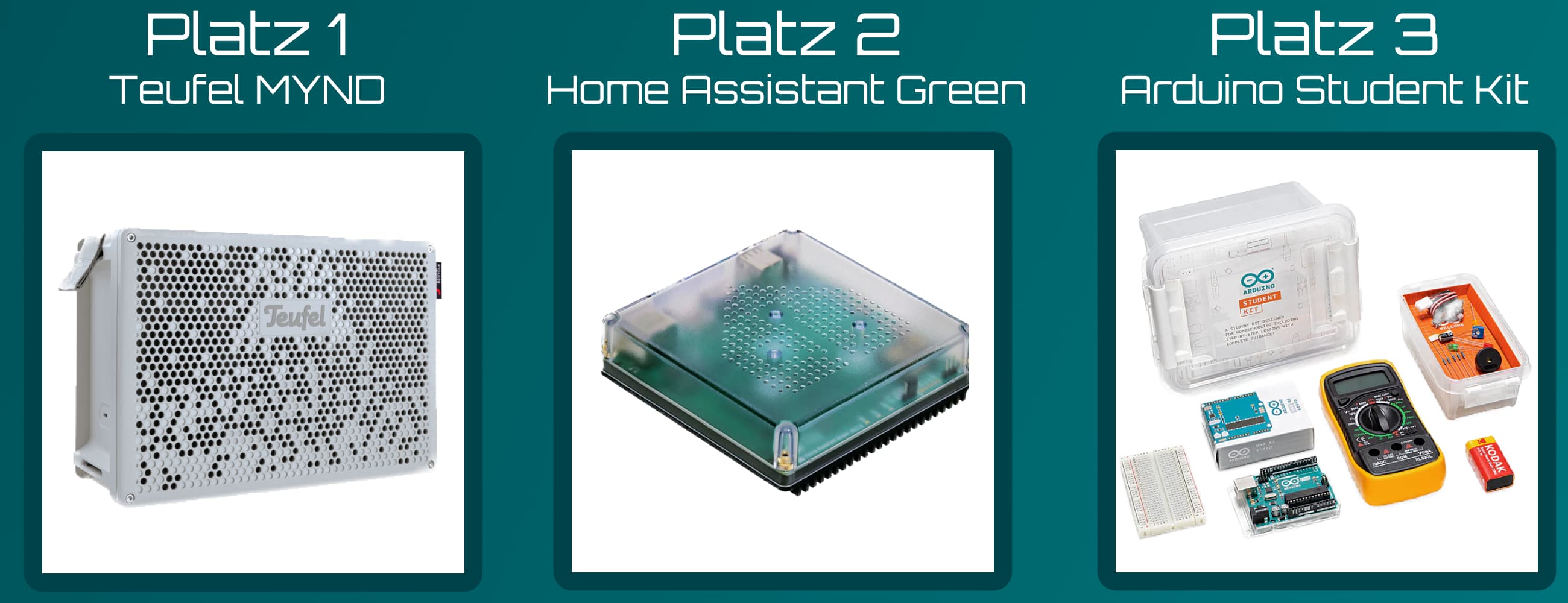 Foto der drei nachfolgend genannten Gewinne